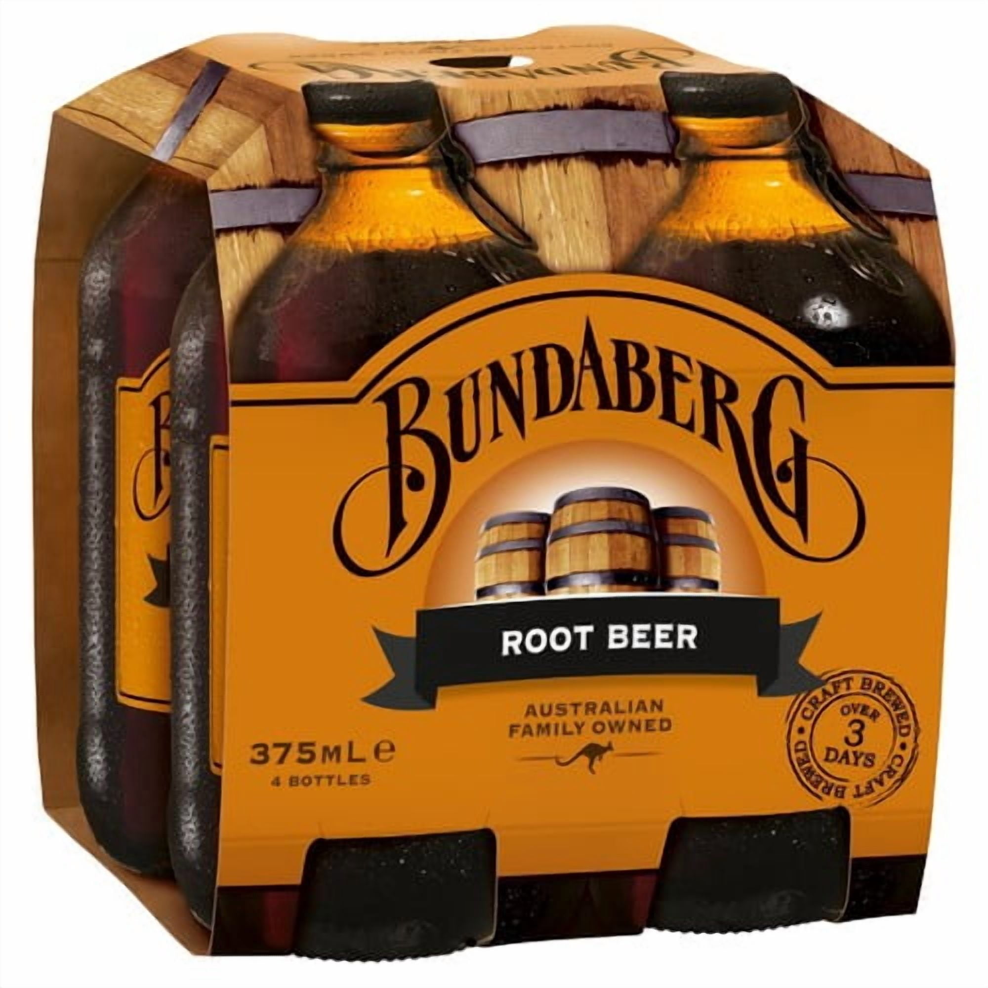 Bundaberg Australian Root Beer 4 x 375ml, British Import (Pack of 2)