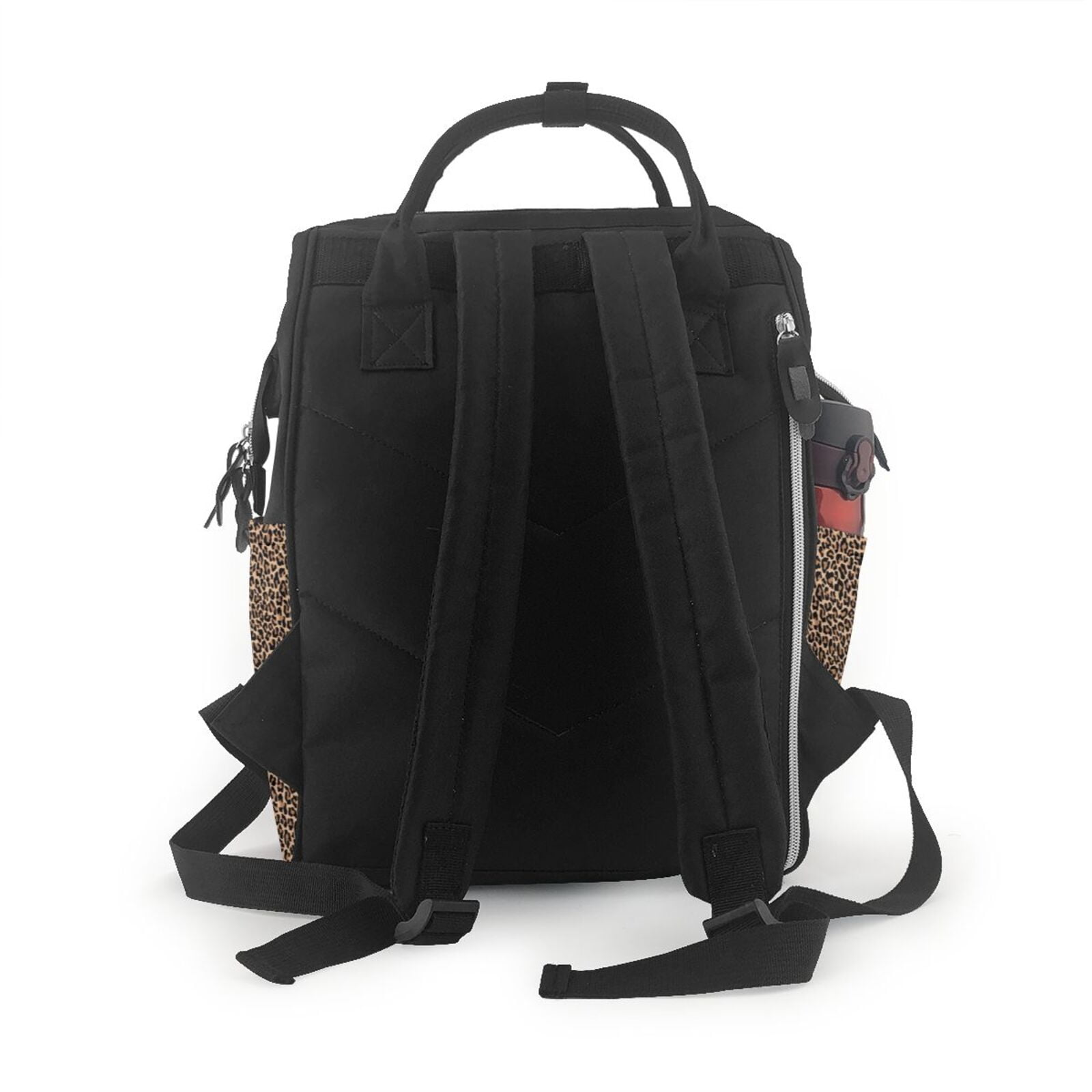 Fuzoiu Brown Leopard Print Diaper Bag Backpack,Baby Essentials Travel Tote,Multi function Waterproof Diaper Bag, Travel Essentials Baby Bag - Unisex