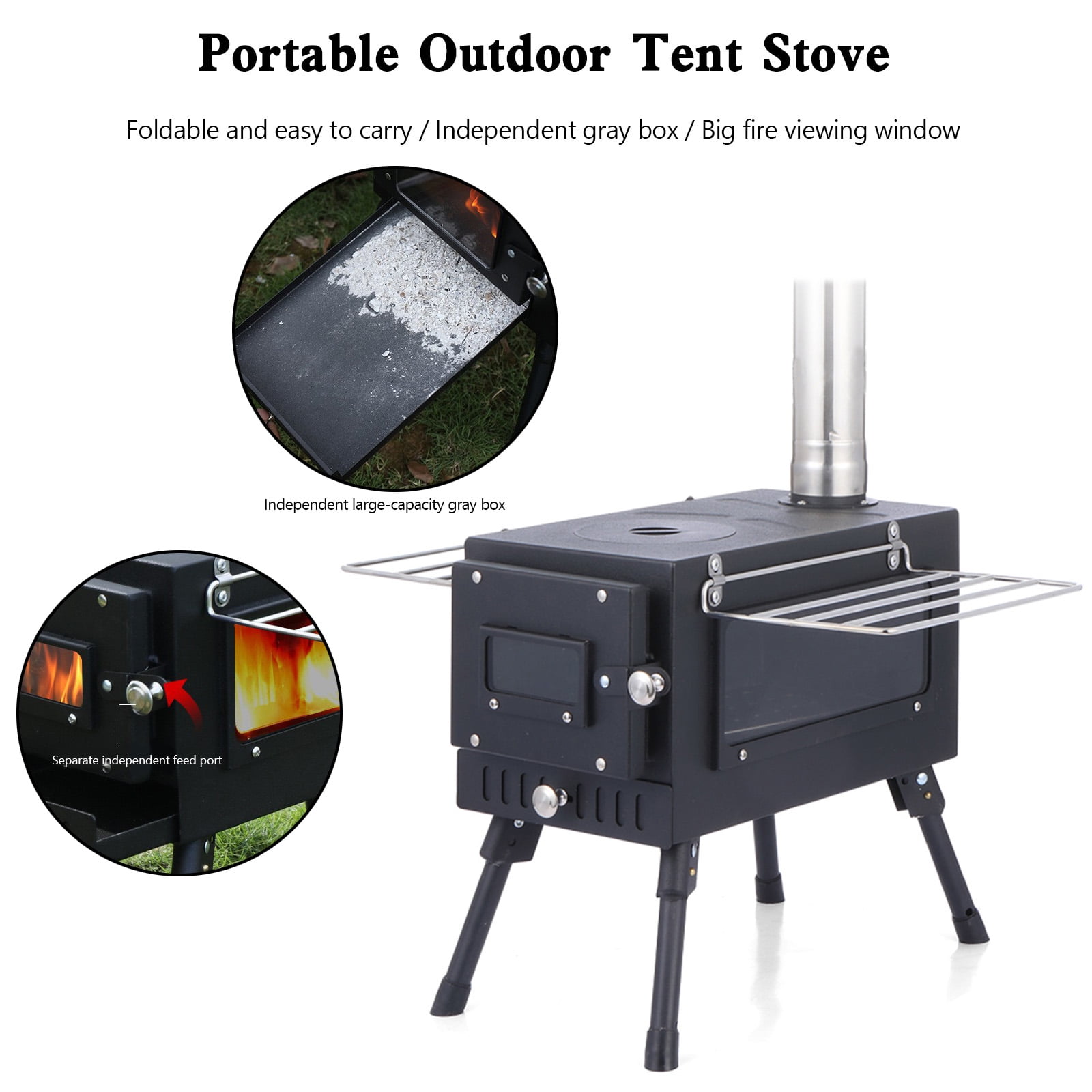 Outdoor Portable Tent Camping Wood Burning Stove with Pipe For Tent