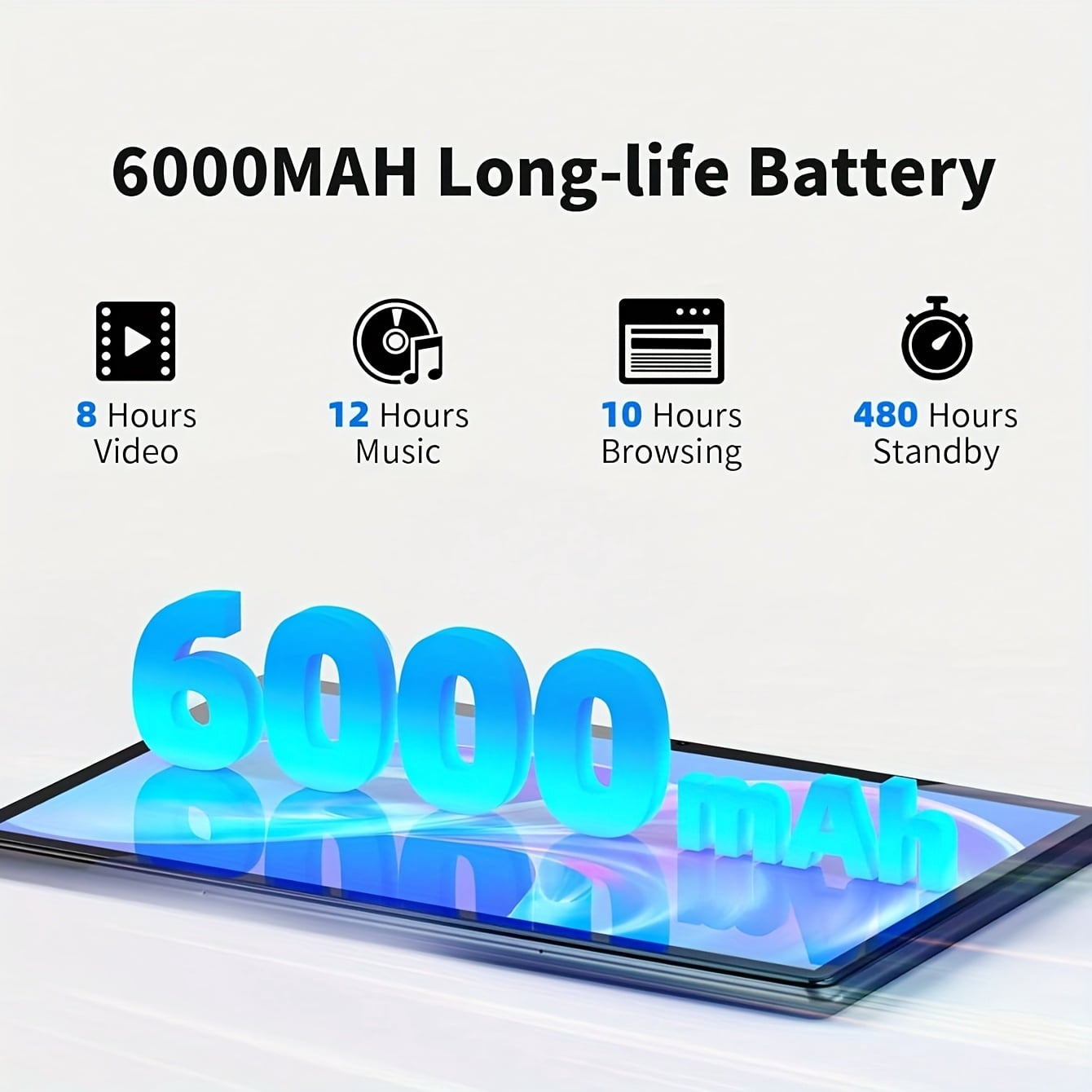 10.1-inch Android 15 Tablet 2026, 8GB RAM + 256GB ROM,Octa-core 2.0GHz Processor, 5MP Front,13MP Rear Camera, 6000mAh Battery, HD (1280x800) IPS Touchscreen, 5.4, 802.11ac WiFi 5, No SIM Card Support