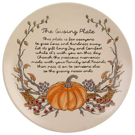 Home Essentials & Beyond 95880 10.5 in. Large Pumpkin Sentiment Giving Plate for Unisex