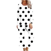 Kaemgyyd Women's Sleepwear Fall Long Sleeve Top and Wide Leg Pants Pajama Set Print Nighty 2 Piece Lounge Outfits