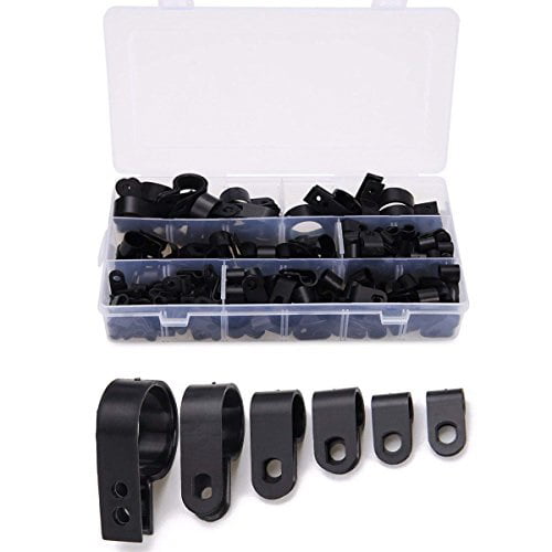 10x Black plastic/nylon p clips for mounting cables/tubes/pipes ect. 