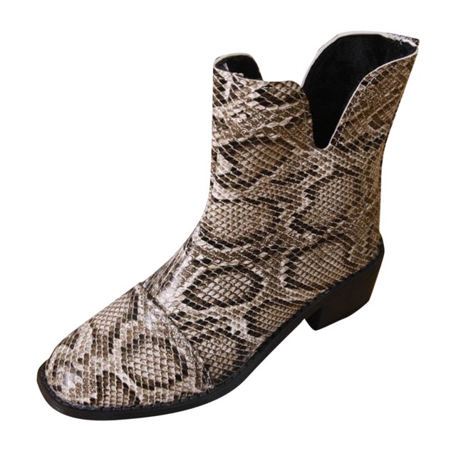 NECHOLOGY Botas Mujer Adulto Femenino Zapatos Botines de mujer Botas grandes de otoño e invierno para mujer, botines de tacón bajo con estampado (Khaki, 9)