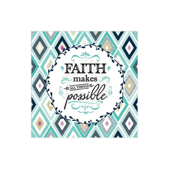 Faith Make Possible Circle Mint Geometric 12 x 12 Wood Wall Sign Plaque