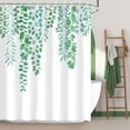 thumbnail image 3 of Plant Shower Curtain, Green Eucalyptus Shower Curtain for Bathroom, Watercolor Leaves and Botanical Succulent Bathroom Decor,72W x 72H, Extra Long Waterproof Fabric, 3 of 6