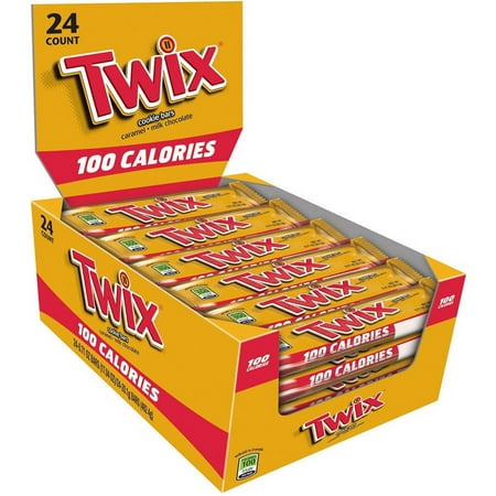 TWIX 100 Calories Caramel Chocolate Cookie Bar Candy, 0.71 Ounce Bar, 24 Count Box