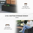 thumbnail image 4 of Outsunny Patio Wicker Storage Bench Box with Natural Wood Top Lid Coffee, 4 of 10