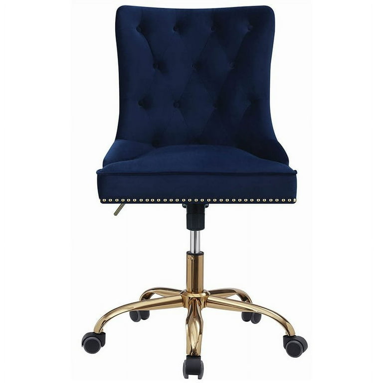 Scranton Co Velvet Tufted Swivel Adjustable Office Chair in Blue