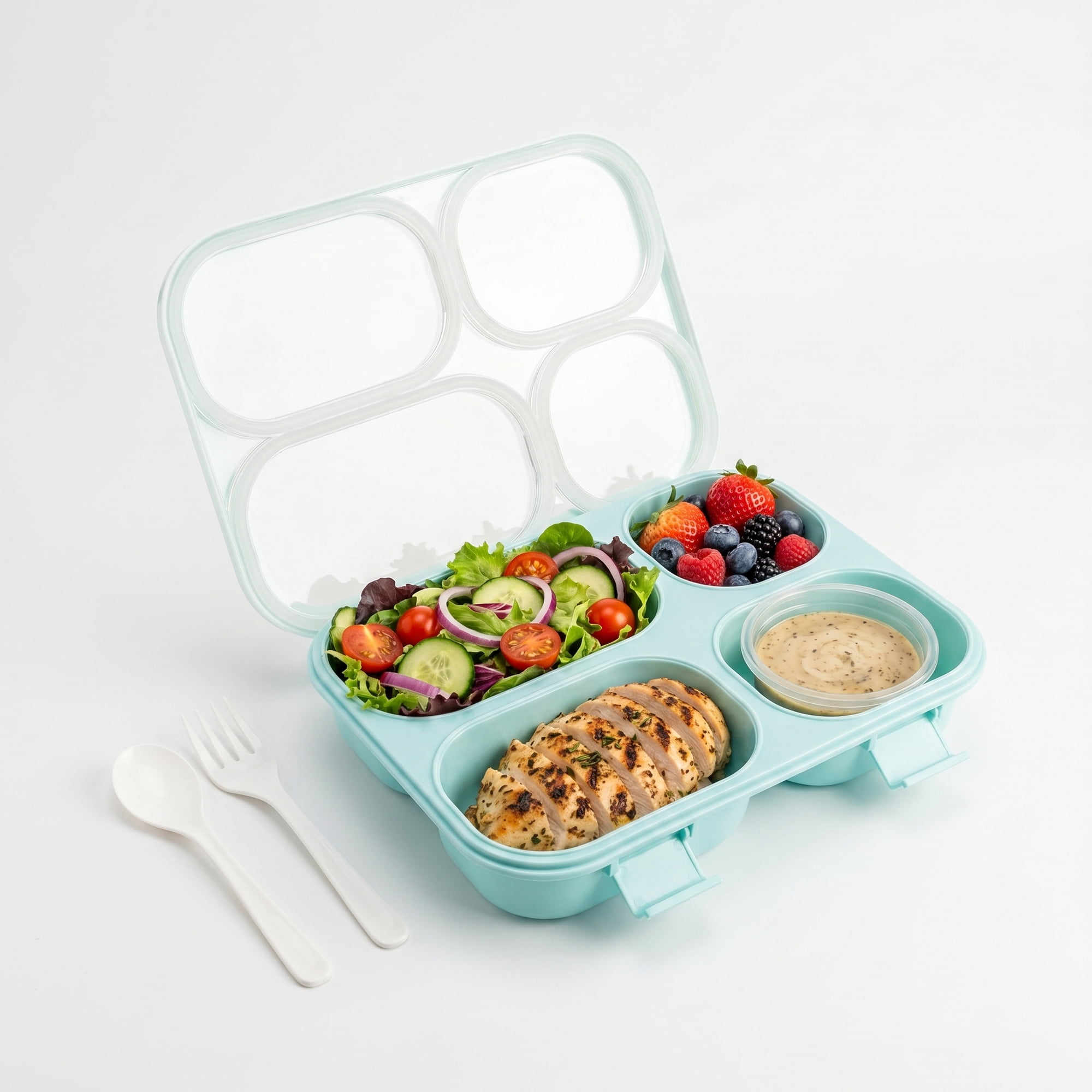 Unique Bargains Clear Lid Leak Resistant Meal Lunch Bento Box for Work Blue-2