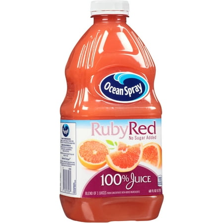 (2 Pack) Ocean Spray 100% Juice, Ruby Red Grapefruit, 60 Fl Oz, 1 (Best Grapefruit Juice To Lose Weight)