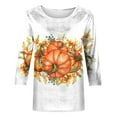 thumbnail image 4 of WXLWZYWL Halloween Shirts for Women 3/4 Sleeve Round Neck Tunic Tops Funny Ghost Pumpkin Print Pullover Blouse Cotton Fall Tshirt, 4 of 5