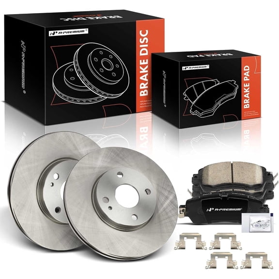 A-Premium 10.14 inch (257.7mm) Front Vented Disc Brake Rotors   Ceramic Pads Kit Compatible with Select Toyota and Scion Models - Yaris iA 2017-2018 Yaris 2019-2020 iA 2016 6-PC Set