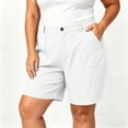 thumbnail image 2 of Achuyrbd Womens Plus Size Casual Shorts, Front Button Loose Fit Lightweight Summer Shorts with Pockets, 2 of 7