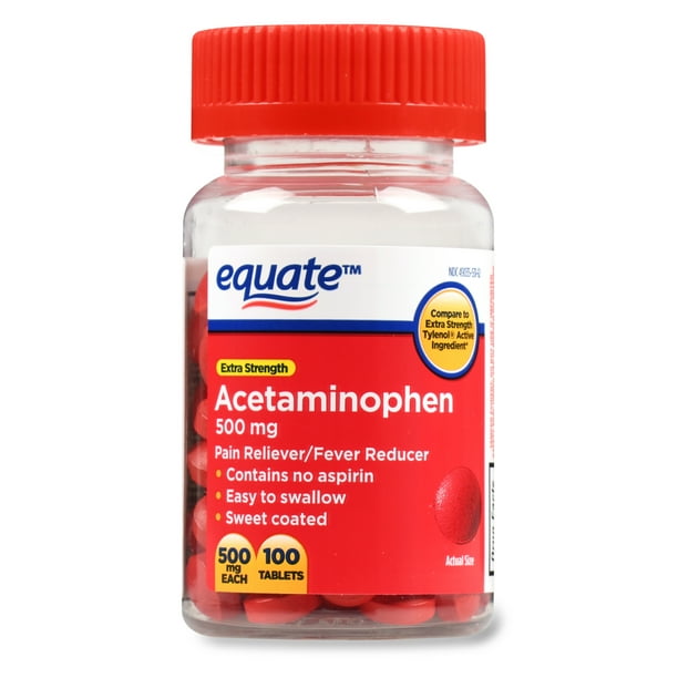 Equate Acetaminophen Tablets, Extra Strength, 500 mg, 100 Count