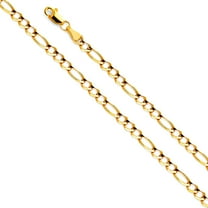 14k Yellow Gold Figaro 3 Plus 1 Links 3.9mm Open Bracelet 7.5 Inch Link Bracelet for Women