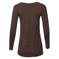 thumbnail image 3 of A2Y Women's Basic Solid Soft Cotton Long Sleeve V-neck Top T-shirt Brown S, 3 of 3