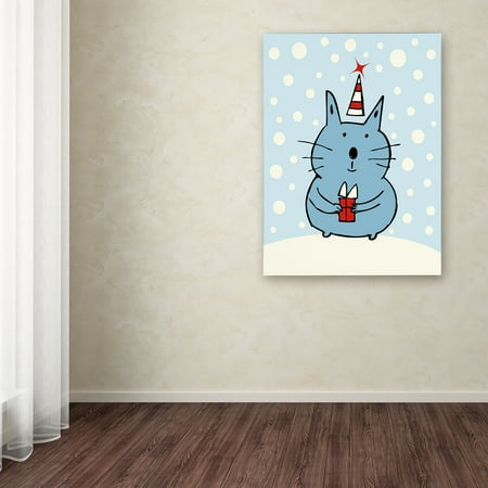Trademark Fine Art christmas Snow Cat Canvas Art By Carla Martell