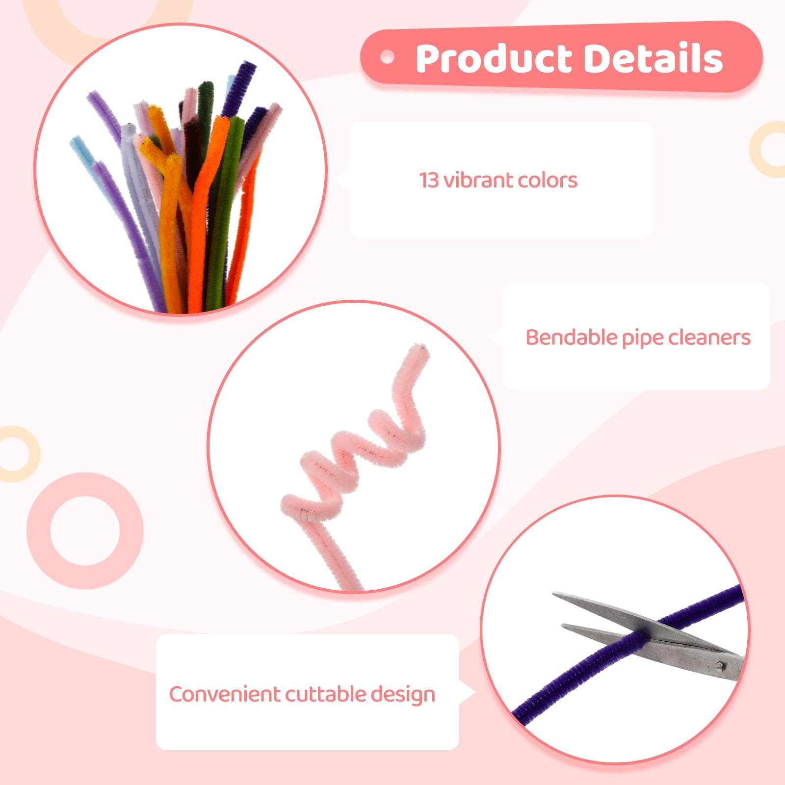 1300 Pcs Pipe Cleaners Craft Set, Chenille Stems in 13 Colors, 30 Flower Stalks, 2 Rolls Floral Tape, Pearl Stickers and Stamens, 11.8 in Bendable Twist Sticks for DIY Art Projects