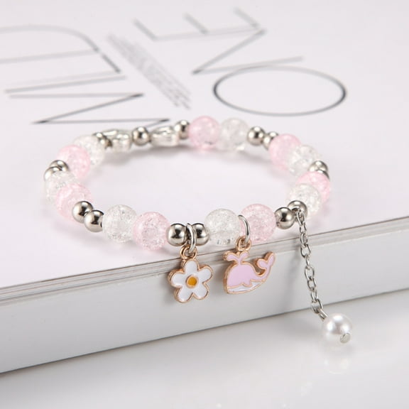 YYDD.Ladies' Fashion Bracelet, Flower Crystal Beaded, Crystal,Pink Little Whale