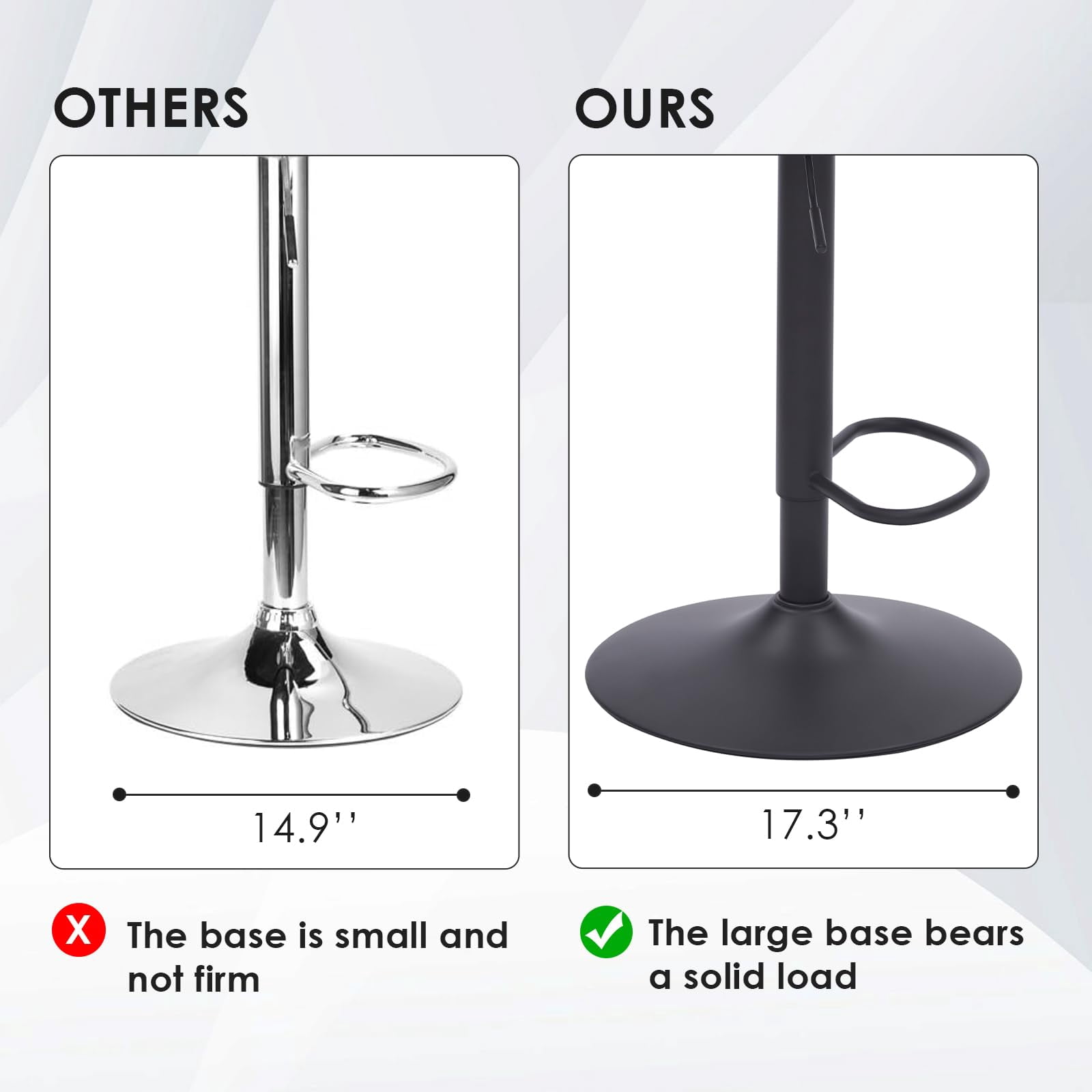 STARY Adjustable Bar Stools Set of 2, Modern Swivel Bar Stools, Bar Height Stools with Back Support, Pu Leather Bar Stool for Kitchen Island Counter