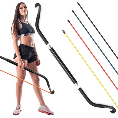 Synergee Resistance Bow. Portable Home Gym with Resistance Bands and Bar System. Collapsible Resistance Bar with Handles. Full Body Workouts for Home, Travel or Outdoors.