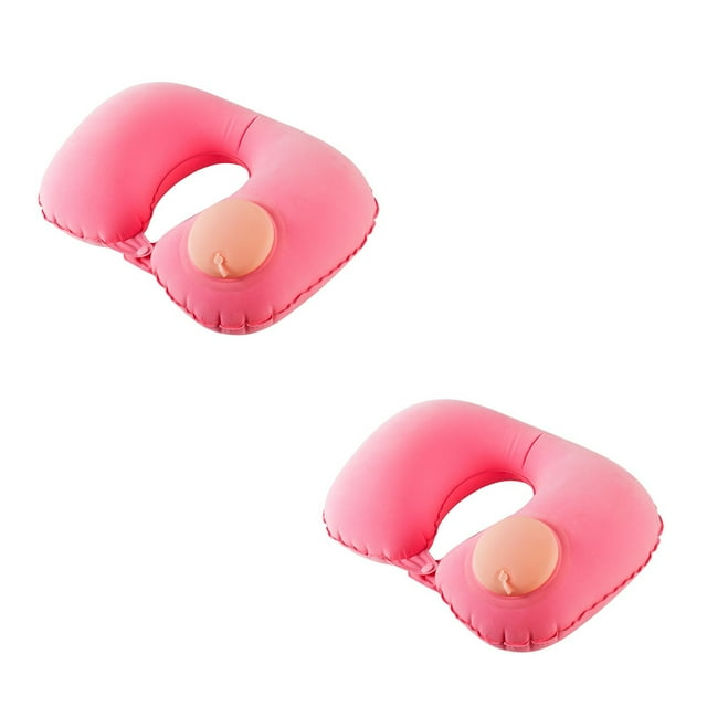 2PC Protable Soft U-Shape Travel Cushion Car Inflatable Neck Protection