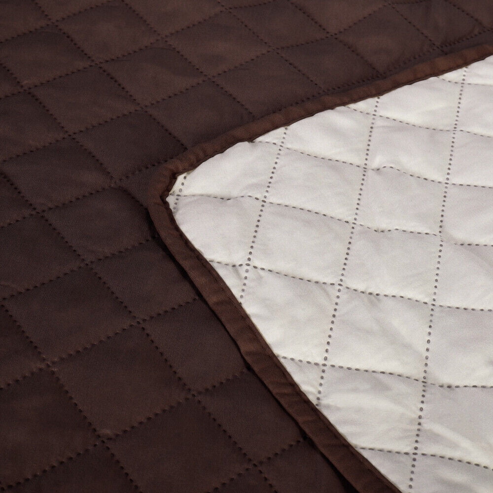 SHANNA Sofa Slipcover Reversible Quilted Sofa Cover, Water Resistant Couch Covers Furniture Protector for Pets Kids, Brown, 3-Seater Sofa Cover