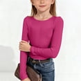 thumbnail image 2 of EnJoCho Kids Long Sleeve Shirts For Girls, Girls Long Sleeved Shirt Round Neck Pullover Slim Top Ribbed Knit Casual Rib T Shirt Long Sleeve Shirts Girls, 2 of 6