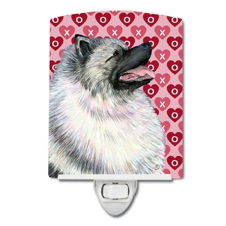 

Caroline s Treasures SS4488CNL Keeshond Hearts Love and Valentine s Day Portrait Ceramic Night Light 6x4x3 multicolor
