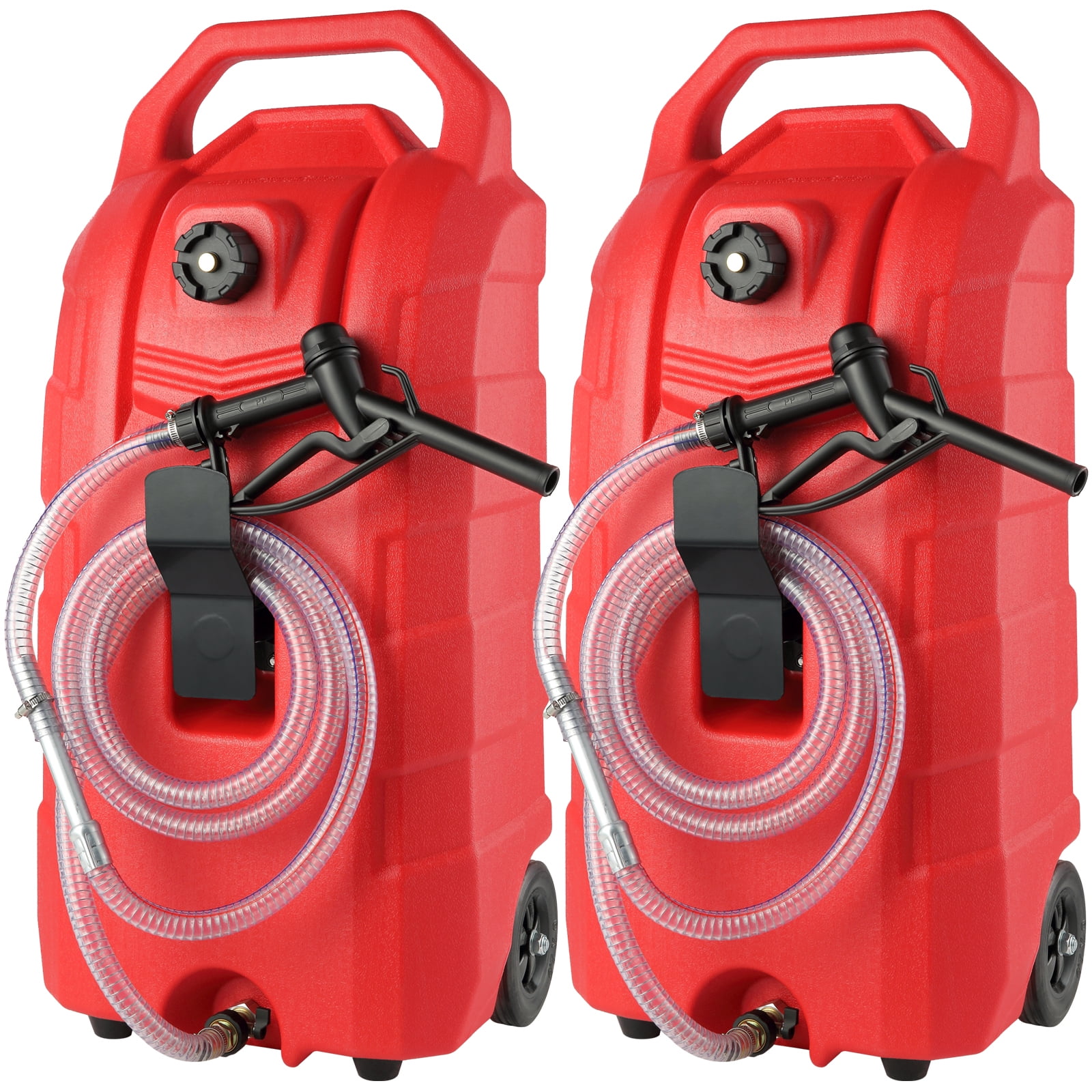 KFFKFF 16 Gallon Portable Fuel Caddy, 7.8 L/min, with Hand Pump and Rubber Wheels, Ideal for Gasoline, Diesel, Machine Oil Storage and Transfer for Cars, Mowers, Tractors, Boats, and Motorcycles
