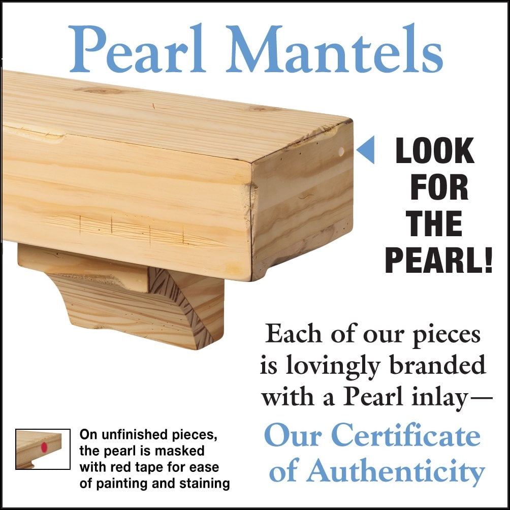 Pearl Mantels Shenandoah Hand Distressed And Hand Finished Premium Pine Wood Mantel Shelf, Unfinished, Paint And Stain Grade, 60"L & 9"D, Versatile Hanging Choices, With Or Without Corbels (Included)