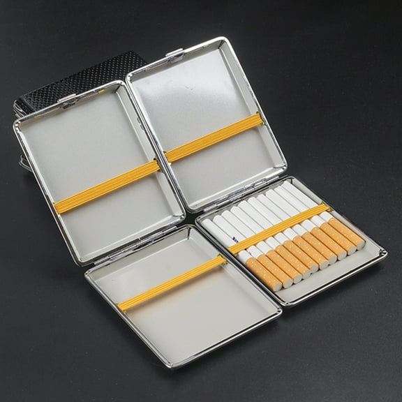 Dream Lifestyle Cigarette Storage Case, Cigarette Storage Box, Metal Cigarette Box Case, Cigarette Box Holder Holds 100mm 20 Cigarette Case Tobacco Box Holder, Durable, Double Sided Elastic Rope