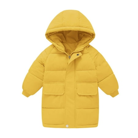 

Toddler Kids Little Girls Winter Solid Coat Windproof Outerwear Mediun Length Warm Jacket Down Coat Cotton Hooded Wadding Outwear For 2-3 Years