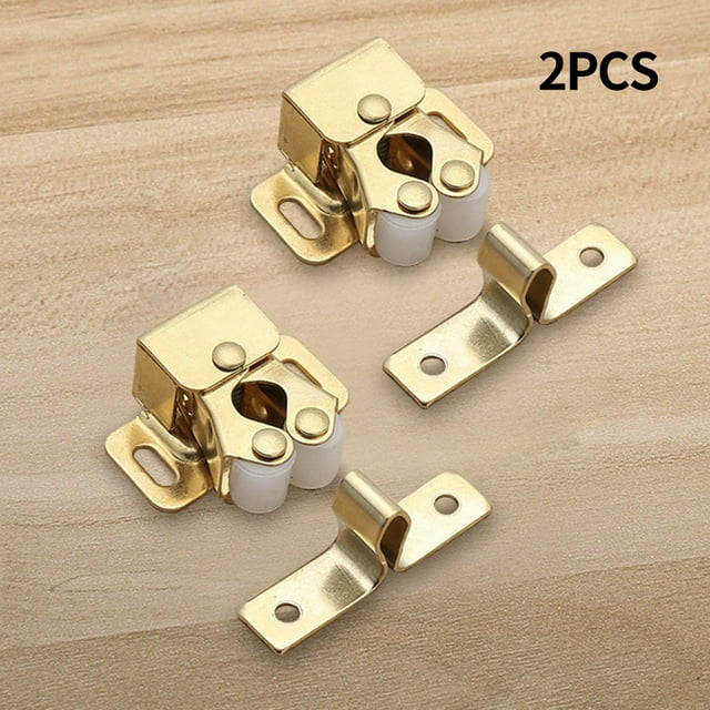 MYG pour Bantam Clips de Porte Armoire Perles Tactiles Type Carte Loquets Magnétiques Double Rouleau Matériel Auto-Fermant pour Tiroirs Réduction de Bruit Or 2 Pcs
