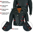 thumbnail image 4 of Dream Apparel Leather Motorcycle Jacket for Men Moto Riding Classic Biker Jacket with Removable Liner Black, 4 of 7