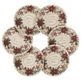 thumbnail image 4 of 6 Pcs Drink Coasters with Holder 3.94in Woven Coasters for Drinks Christmas Holly Flowers Wreath Coaster Set for Protection Table, 4 of 7