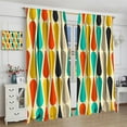 thumbnail image 4 of Mid Century Curtains Modern Colorful Abstract Geometric Drop Shapes Window Drapes Retro Bedroom Decor Art Printed Living Room Treatment Fabric 2 Panels 52x63 Inch Blackout, 4 of 6