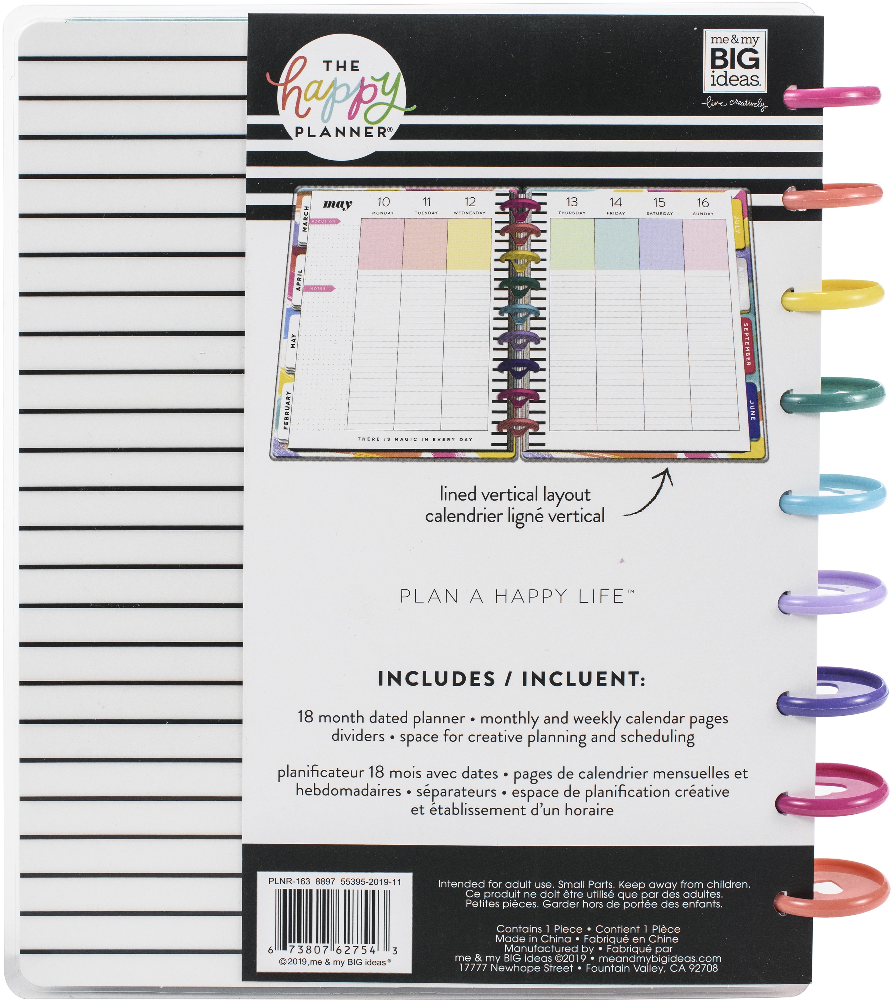 Happy Planner 18Month Dated Medium Planner 7.75"X9.75"Color Me Happy