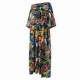thumbnail image 4 of ZANZEA Dresses for Women O-Neck Half Sleeve High Waist Graffiti Print Long Dress, 4 of 5