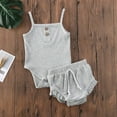 thumbnail image 2 of Bagilaanoe 2pcs Newborn Baby Girl Short Pants Set Sleeveless Rompers Tops + Shorts 3M 6M 12M 18M 24M Infant Casual Summer Outfits, 2 of 7
