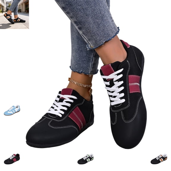 YOUYEDIAN Sneakers for Women Round Toe Lace-up Fashion Round Toe Casual Sport Slip On Sneakers Versatile Outdoor Comfy Flat Shoes