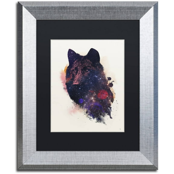 Trademark Fine Art 'Universal Wolf' Canvas Art by Robert Farkas, Black Matte, Silver Frame