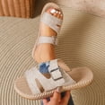thumbnail image 1 of Miqool Women's Flat Sandals Square Open Toe Dressy Vacation Slip On Slides Shoes, 1 of 7