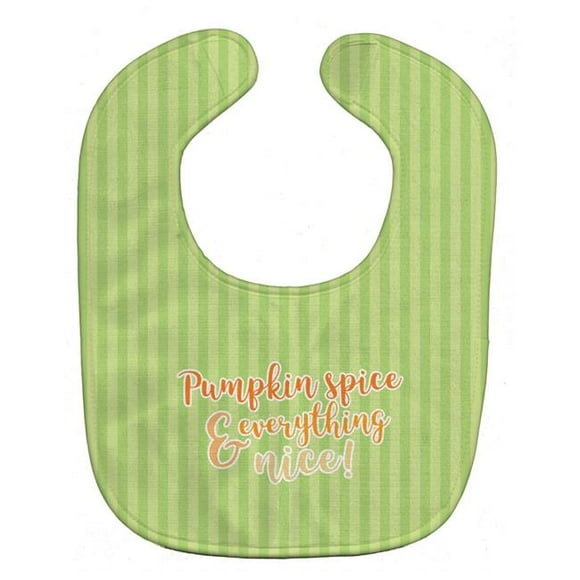 Carolines Treasures BB6922BIB Fall Pumpkin Spice Green Stripe Baby Bib
