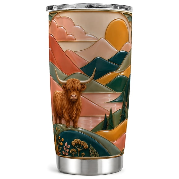 Highland Cow Tumbler 20oz, Cow Tumbler, Mountain Stainless Steel Travel Cup