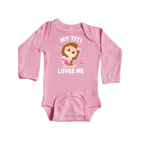 

Inktastic My Titi Loves Me with Bigfoot Gift Baby Girl Long Sleeve Bodysuit