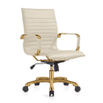 thumbnail image 3 of LeisureMod Harris Mid-Back Modern Leather Office Chair, Adjustable Swivel with Gold Frame, Tan, 3 of 6
