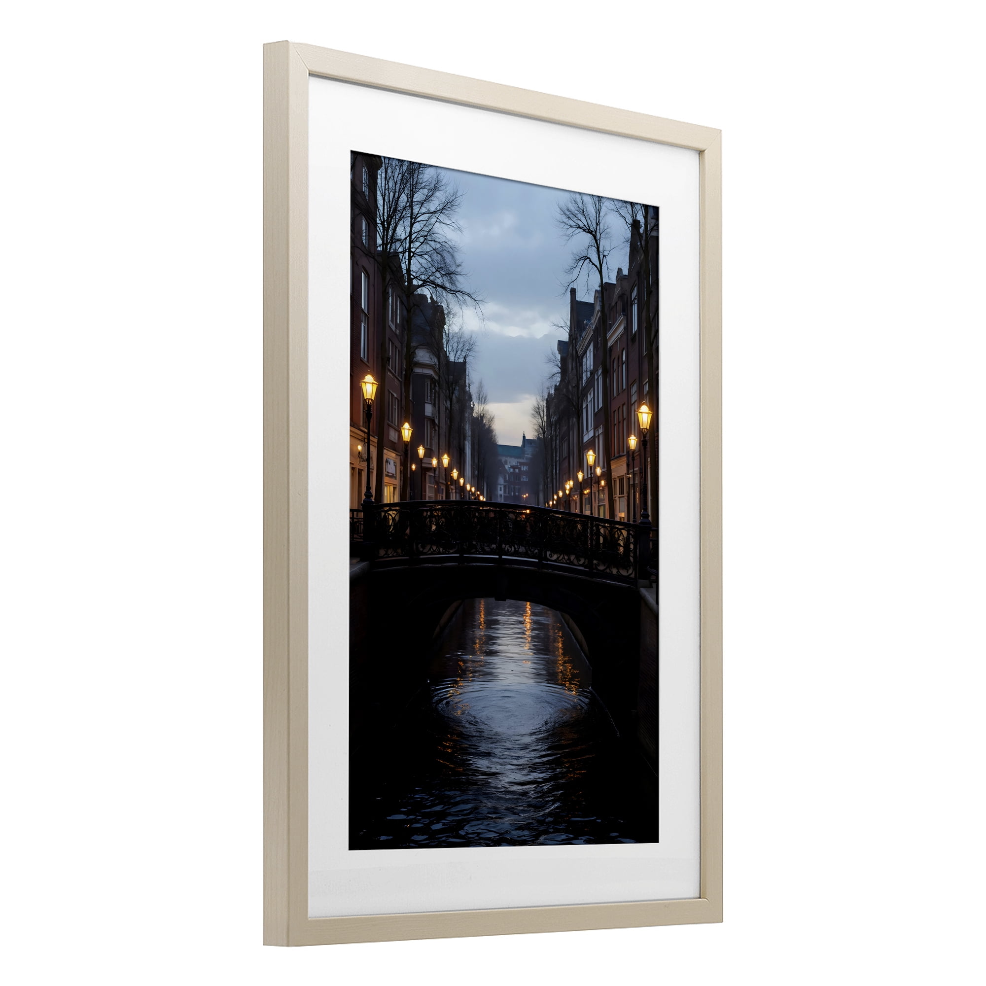 Stupell Industries Lantern Light over Quiet Canal Birch Framed Print Under Glass, design by Creative Studio