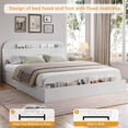 thumbnail image 5 of Full Size Bed Frame, Wooden Beds with Storage Headboard and Raised-Foodboard, Full-Floor Low Platform Bed for Bedroom, Sturdy Wooden Slats Support, No Box Spring Needed, White, 5 of 6